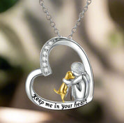 Collier en argent avec pendentif en forme de cœur, motif canin et pierres de zircon cubique