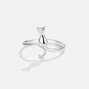 Bague argentée Chat de Minuit - Bijou élégant au motif de chat